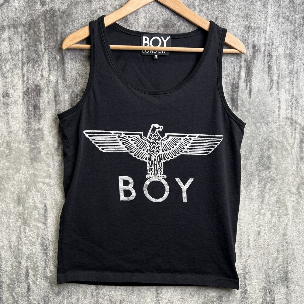 Boy London Big Logo Y2K Sleeveless Tank Top Black Size Small 100% Cotton